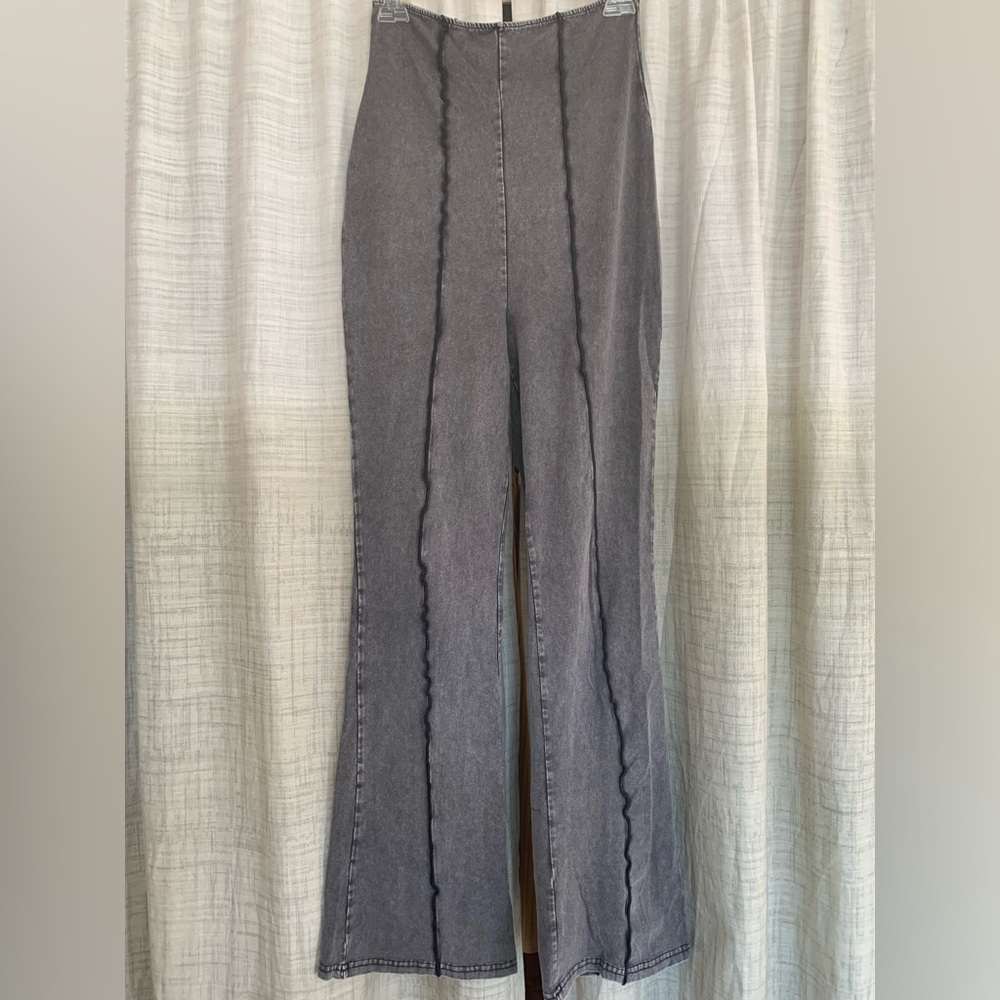 Super High Waisted Gray Flare Lounge Pant